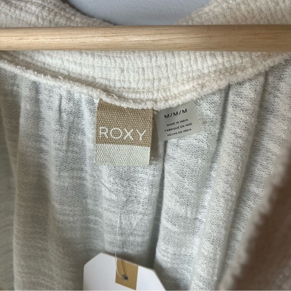 Roxy Bright Blue Sky Off The Shoulder White Cotton Knot Tie Mini Dress Sz M NWT - Picture 9 of 15